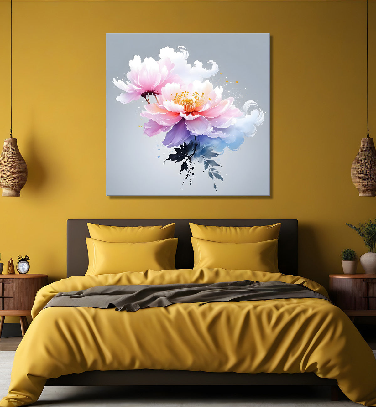 Pink flowers in water colour painting - Flower-S-230