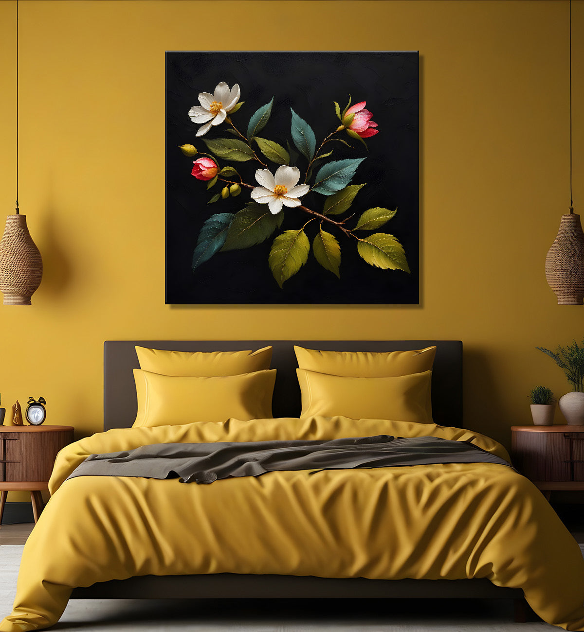 White flowers in black background - Flower-S-237