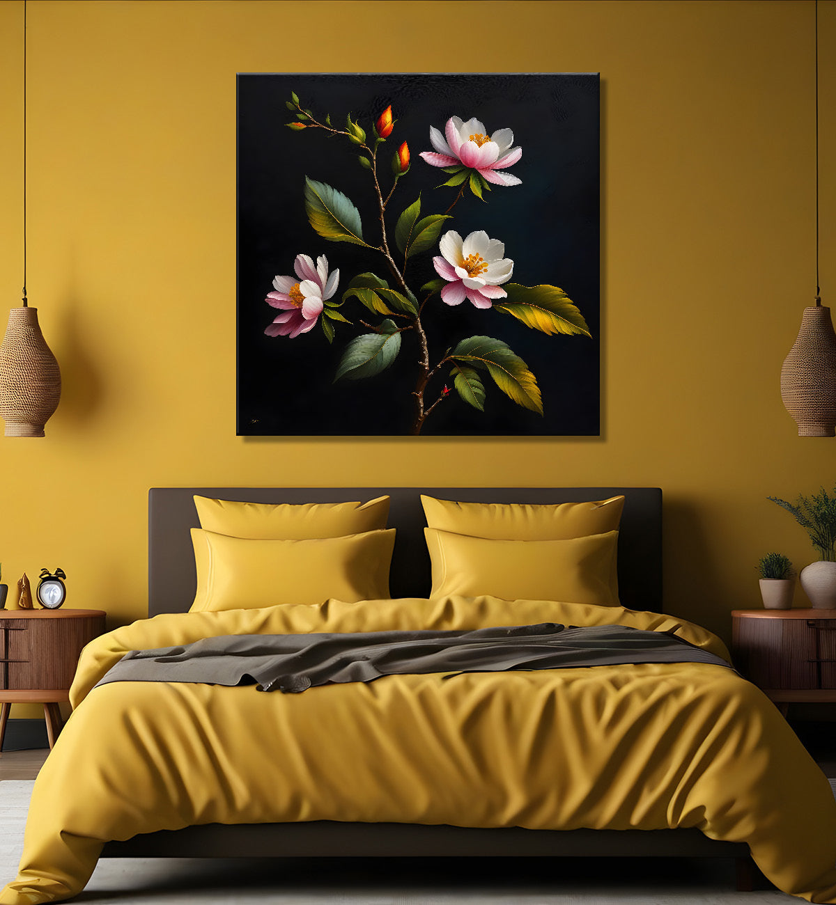 White flowers in black background - Flower-S-238