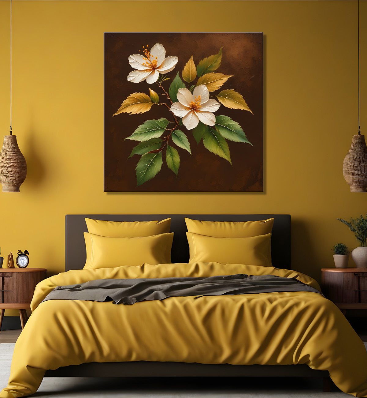 White flowers in brown background - Flower-S-242