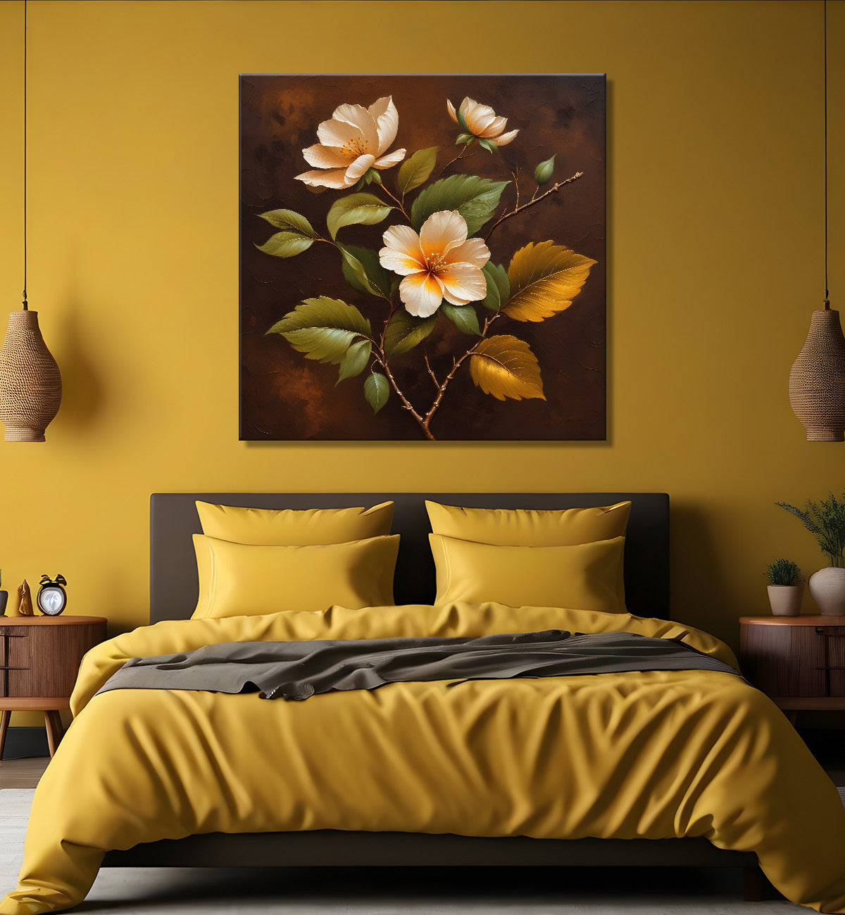 White flowers in brown background - Flower-S-244