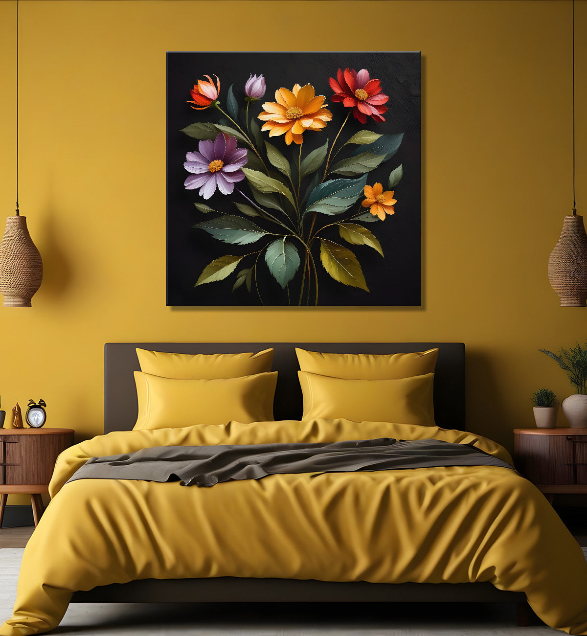 Colourful flowers in black background - Flower-S-247