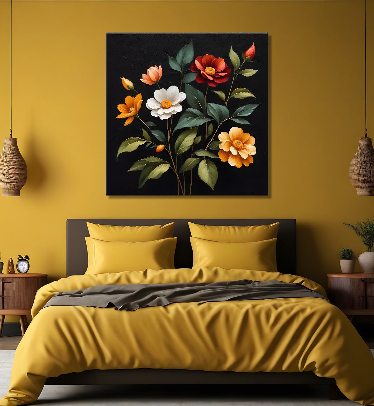 Colourful flowers in black background - Flower-S-248