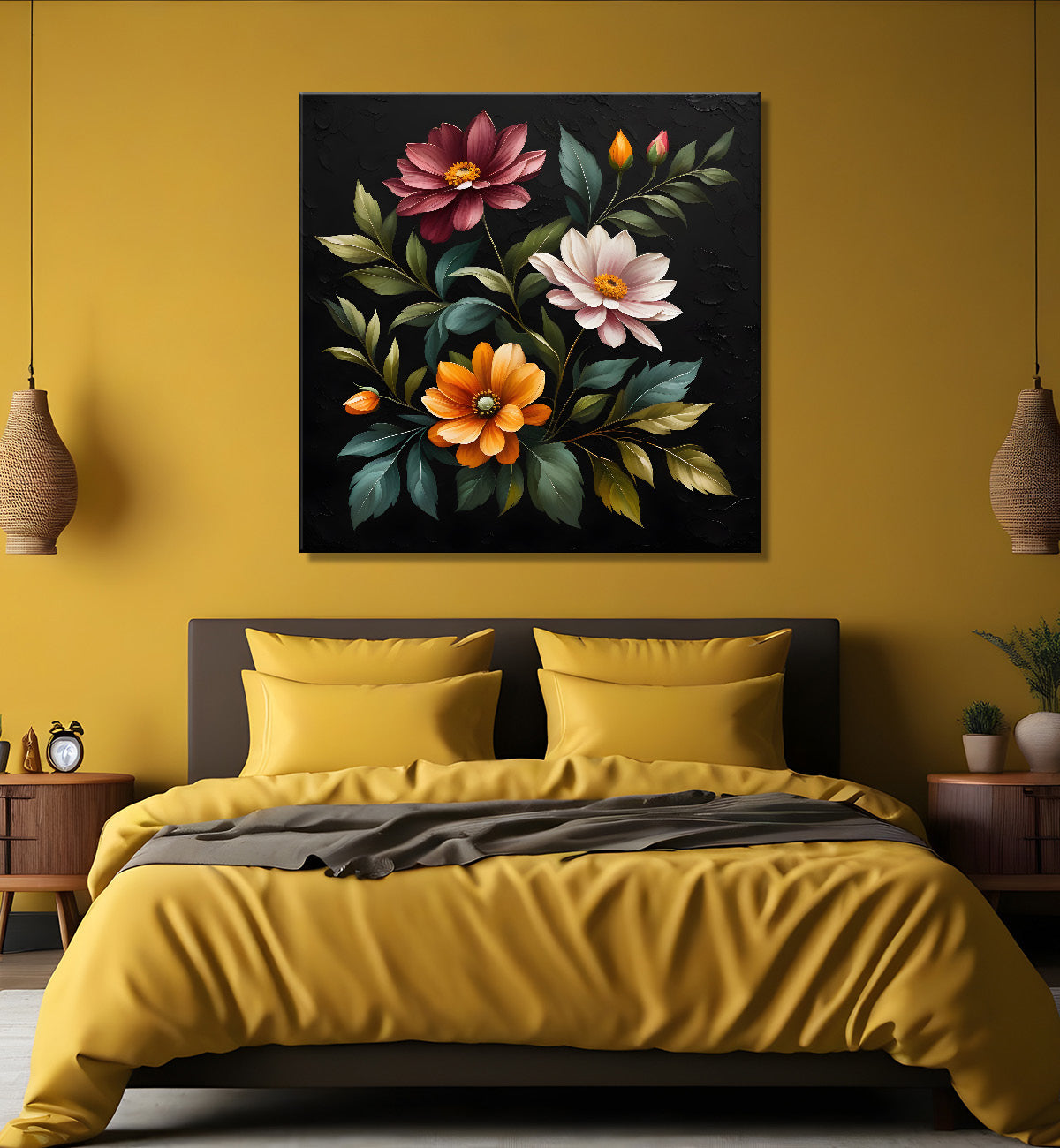 Colourful flowers in black background - Flower-S-252