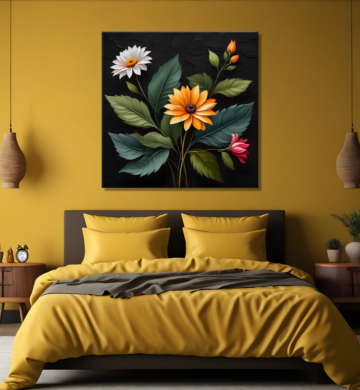 Colourful flowers in black background - Flower-S-255
