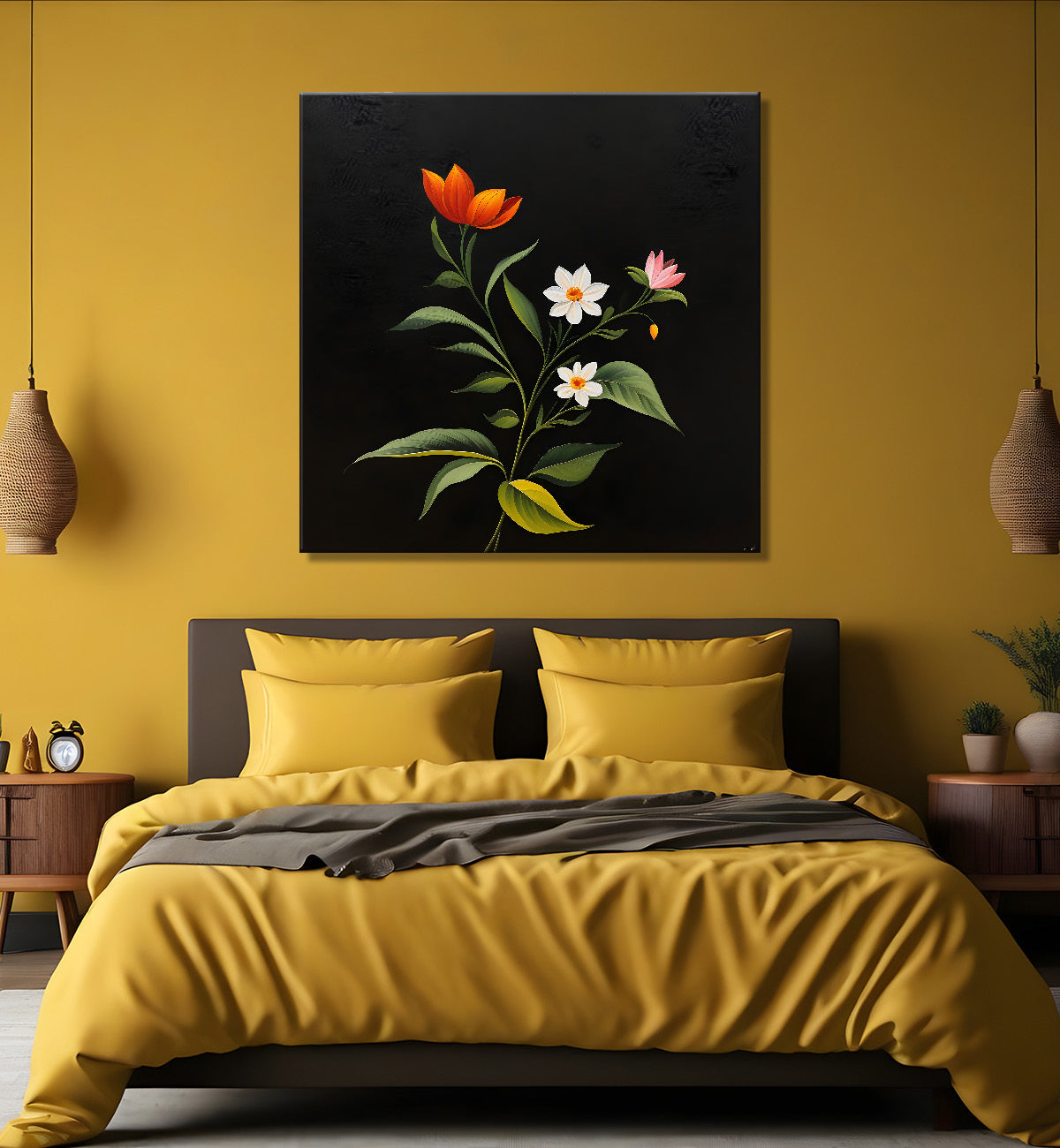 Colourful flowers in black background - Flower-S-257