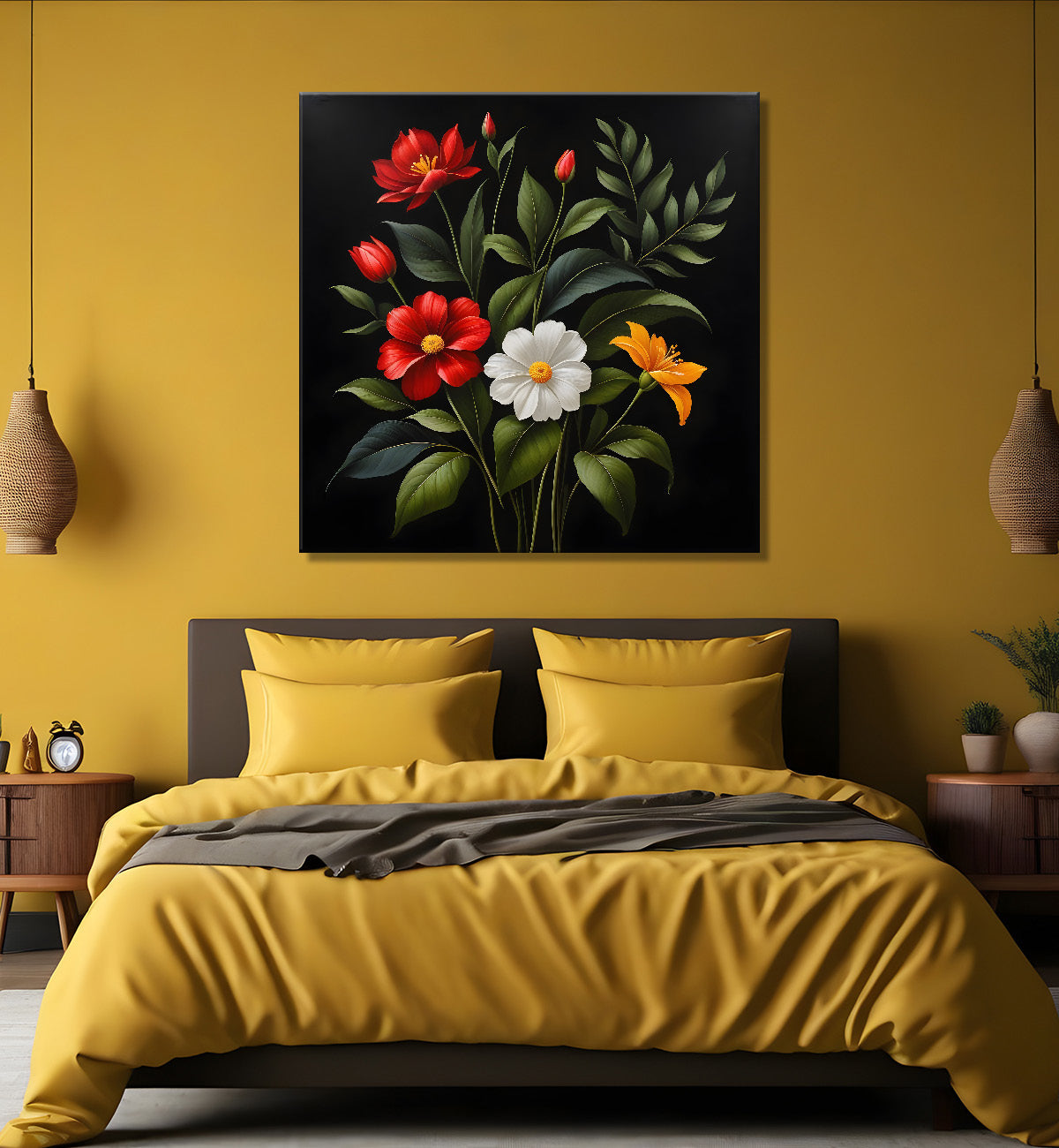 Colourful flowers in black background - Flower-S-262