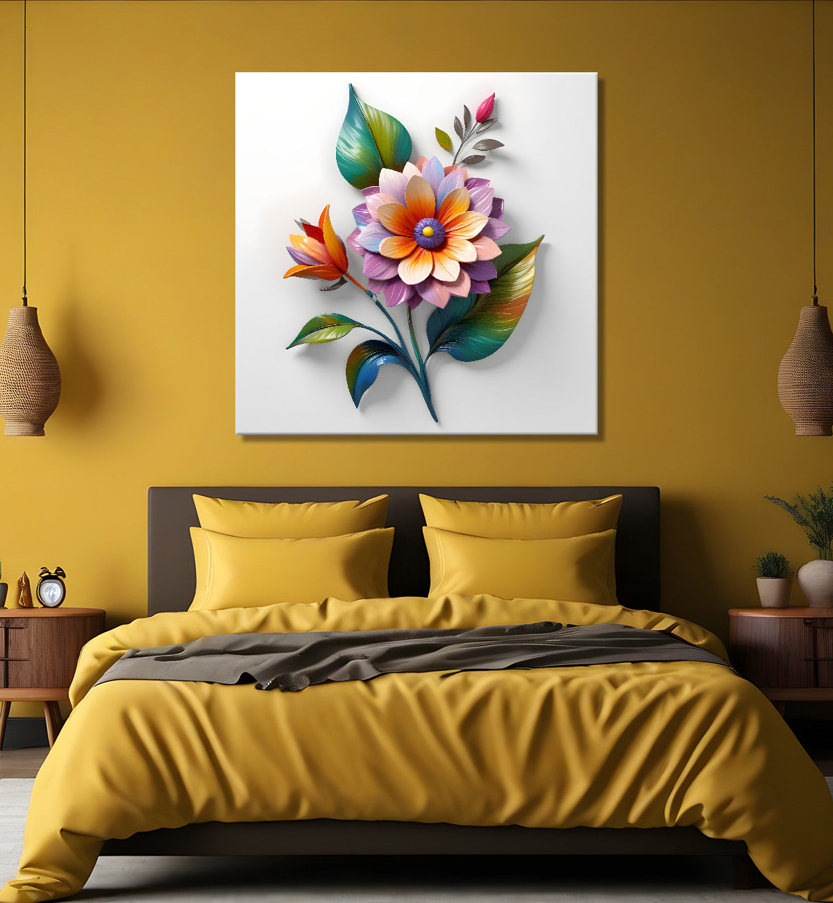 Colourful flower in white background painting - Flower-S-287