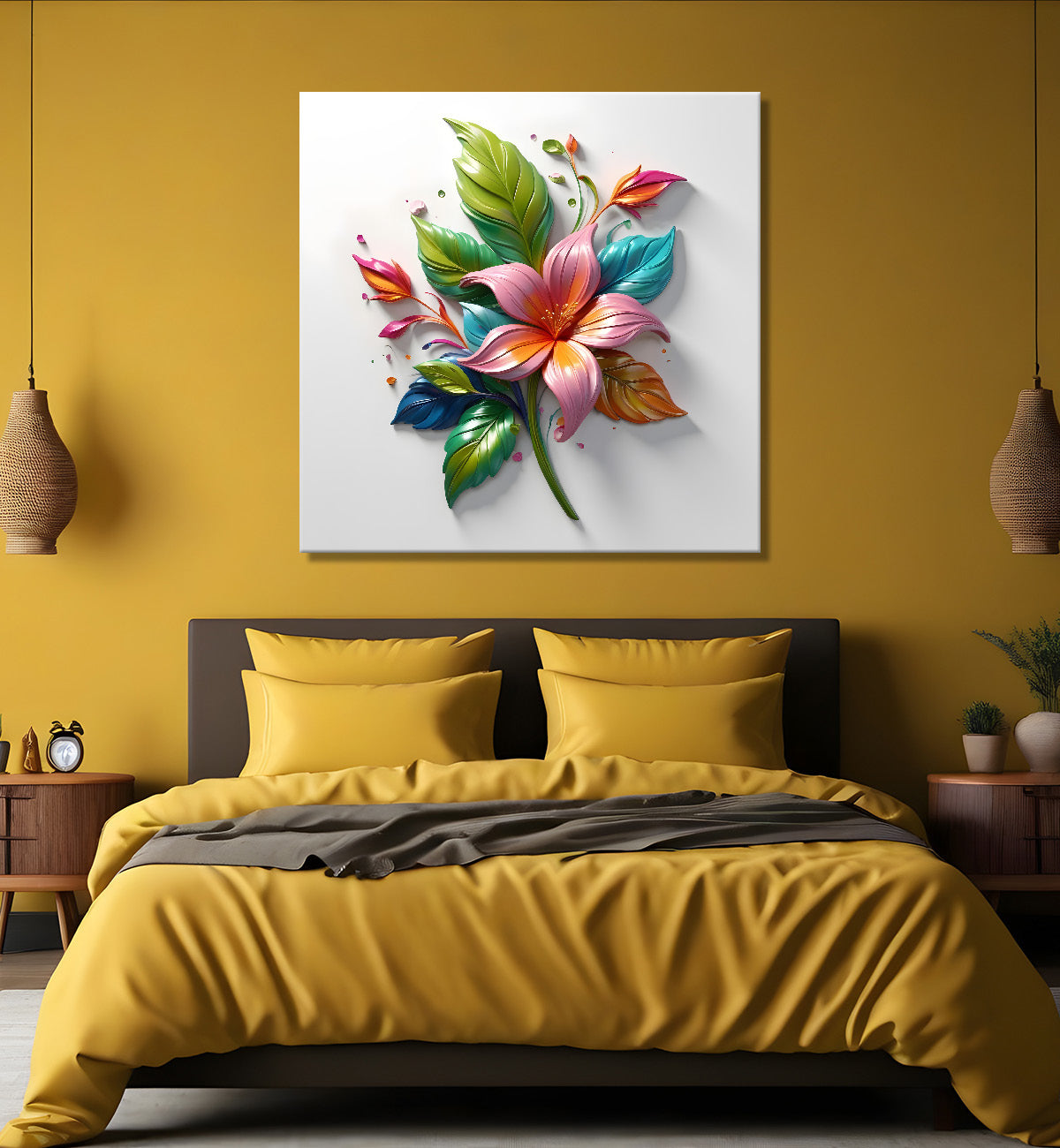 Colourful flower in white background painting - Flower-S-288