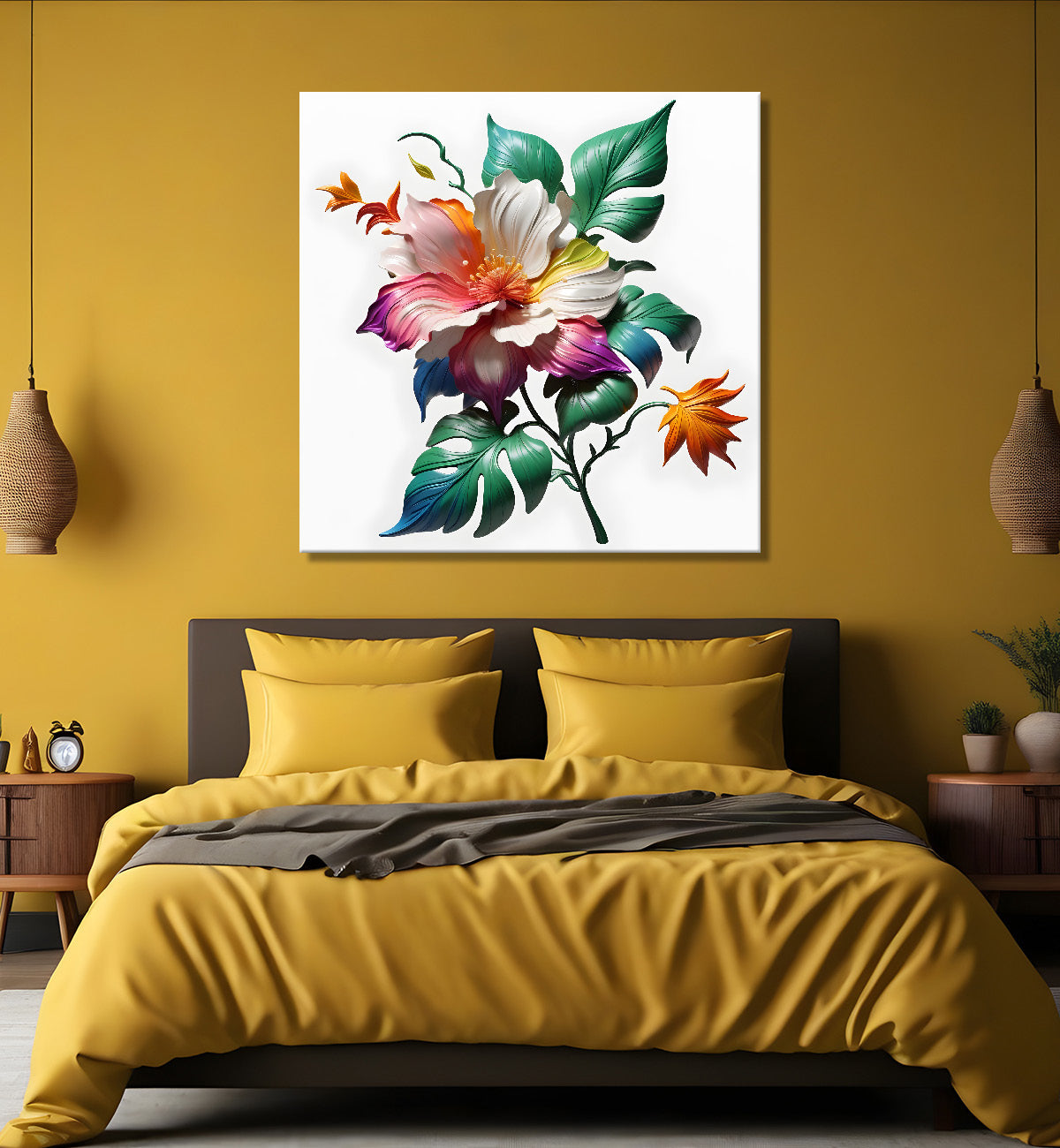 Colourful flower in white background painting - Flower-S-289