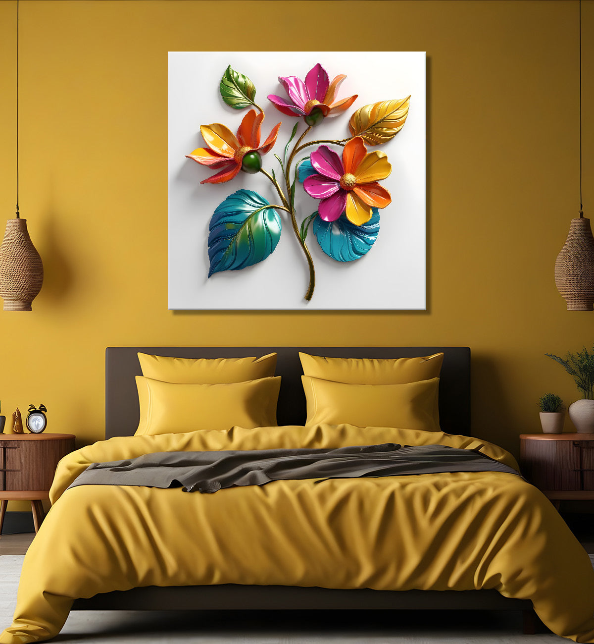 Colourful flower in white background painting - Flower-S-291