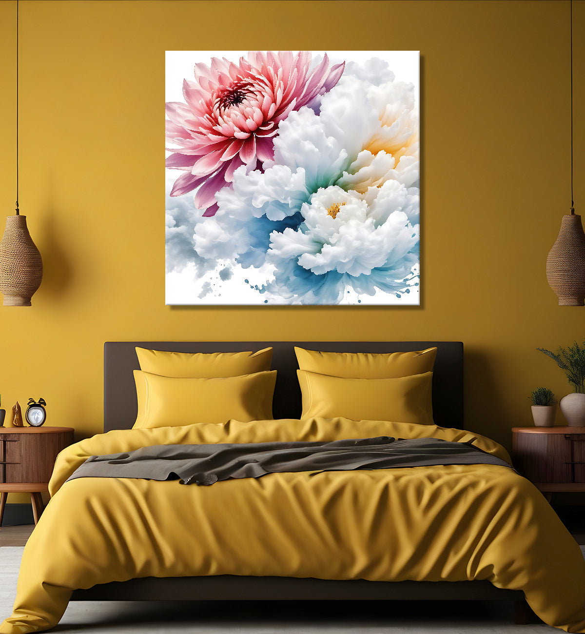 Pink flowers in water colour painting  - Flower-S-322