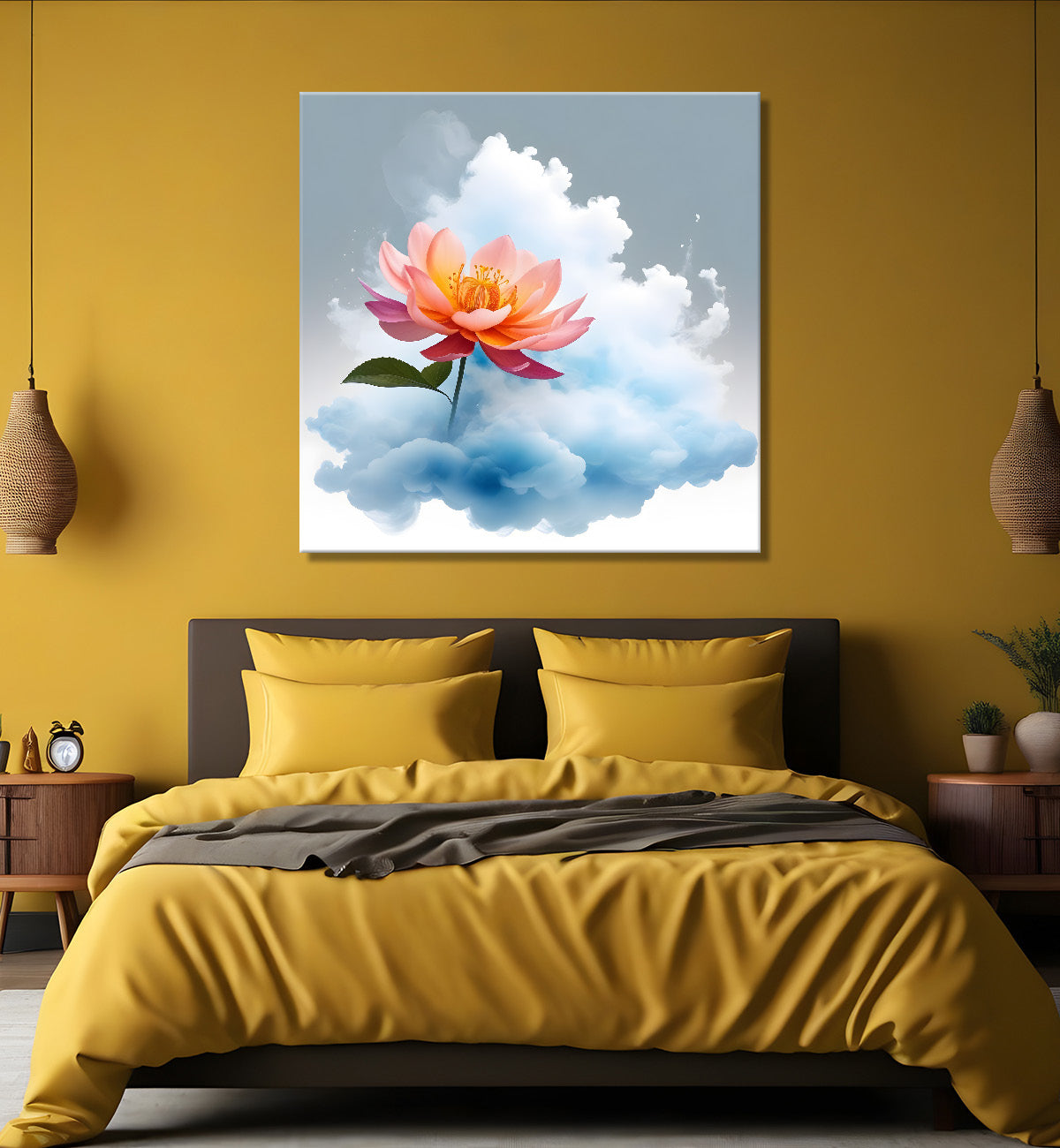 Pink flowers in water colour painting  - Flower-S-324