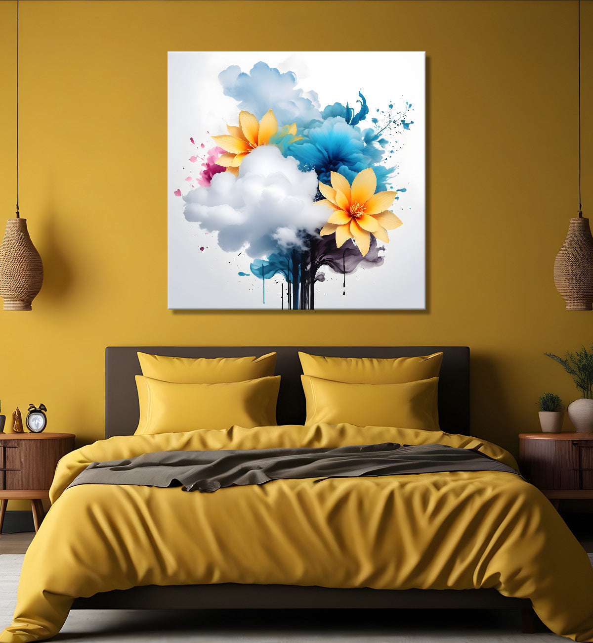 Yellow flowers in water colour painting  - Flower-S-325