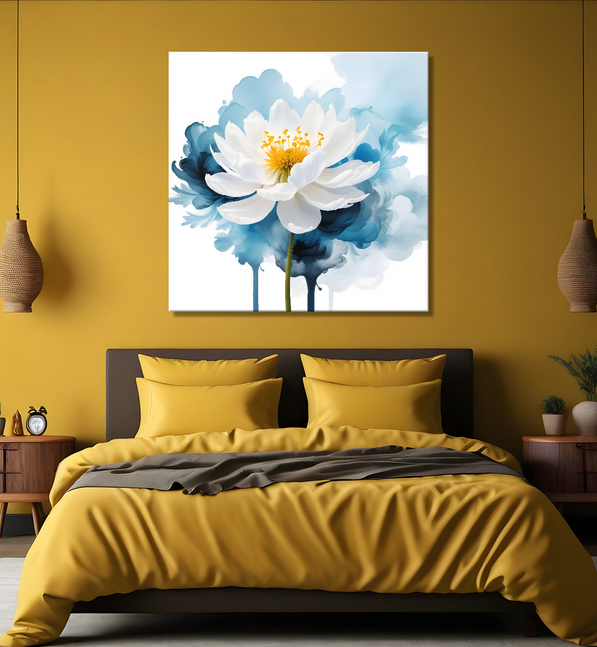 White flowers in water colour painting  - Flower-S-326