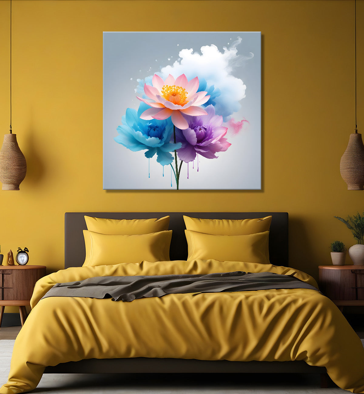 Colourful flowers in water colour painting  - Flower-S-327