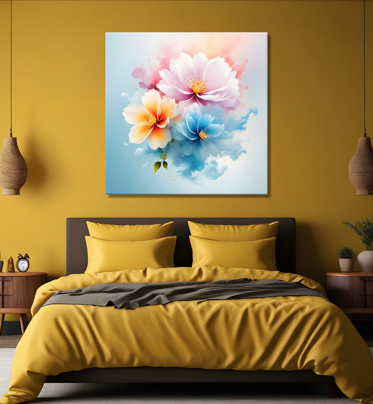 Colourful flowers in water colour painting  - Flower-S-328