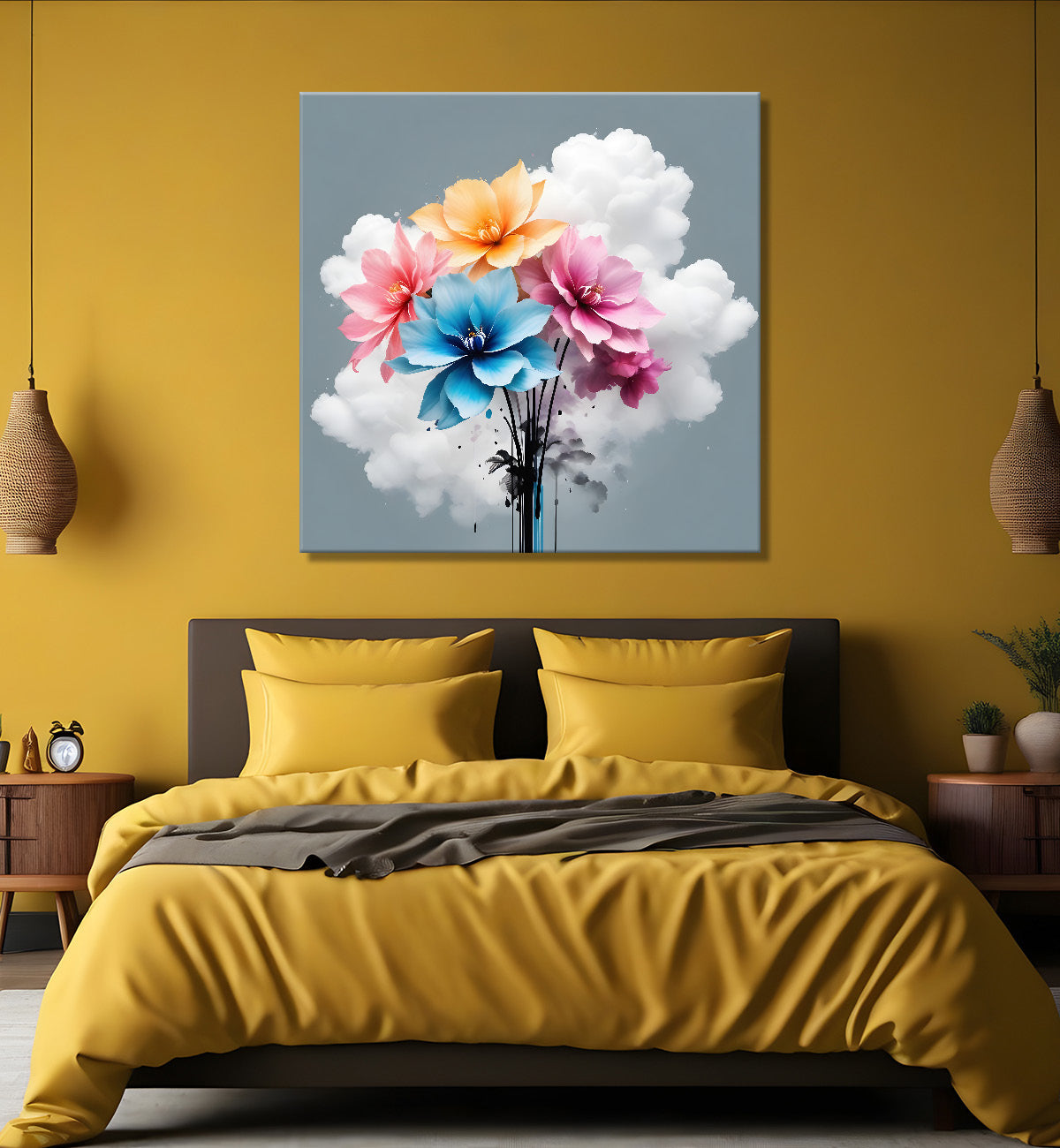 Colourful flowers in water colour painting  - Flower-S-329