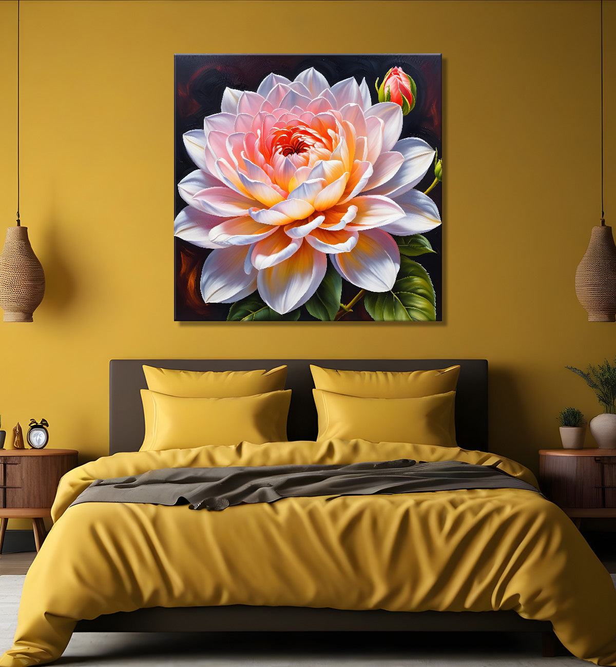 Light pink flowers in textured painting  Flower-S-385