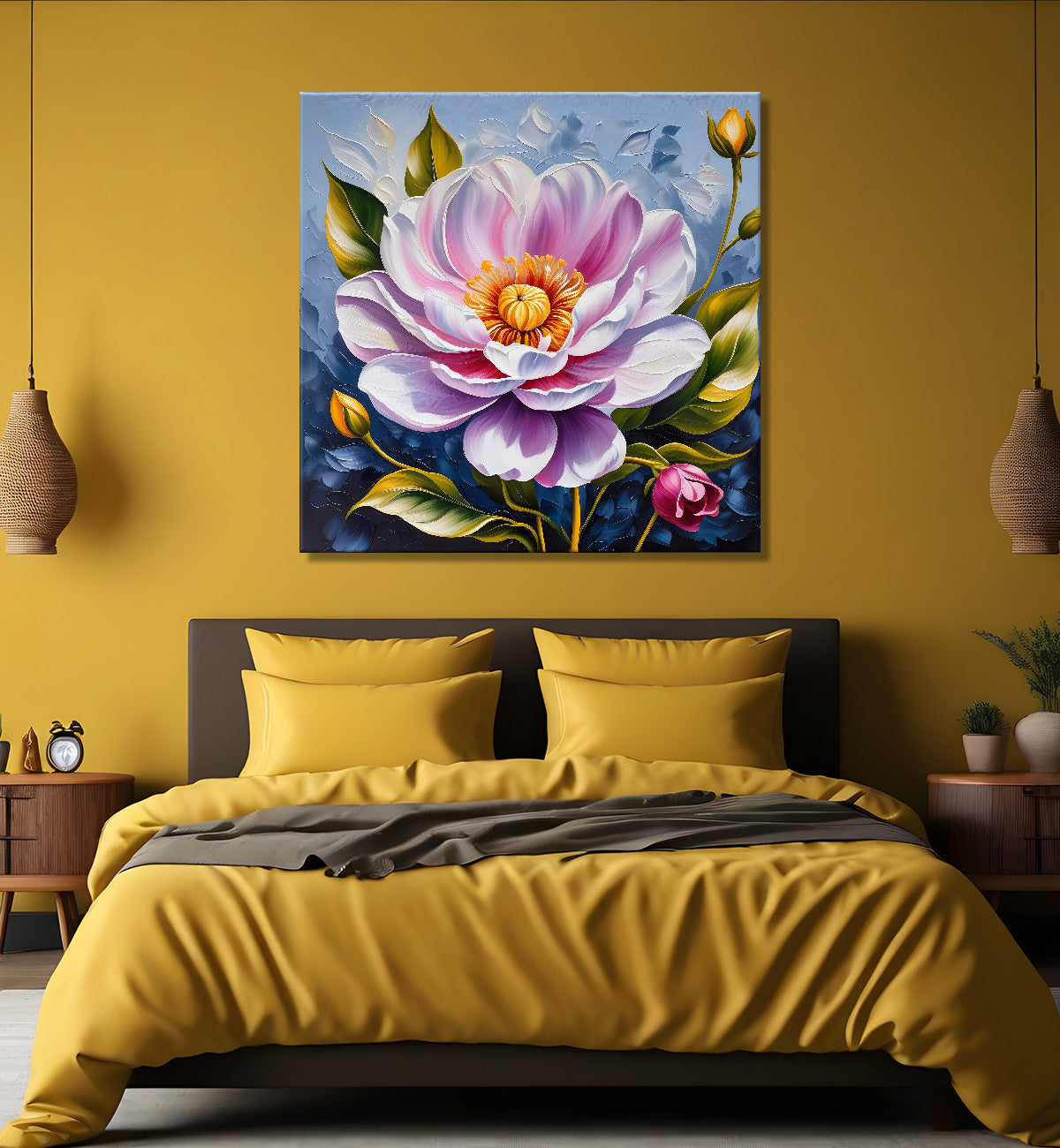 Purple flower in beautiful textured painting - Flower-S-405