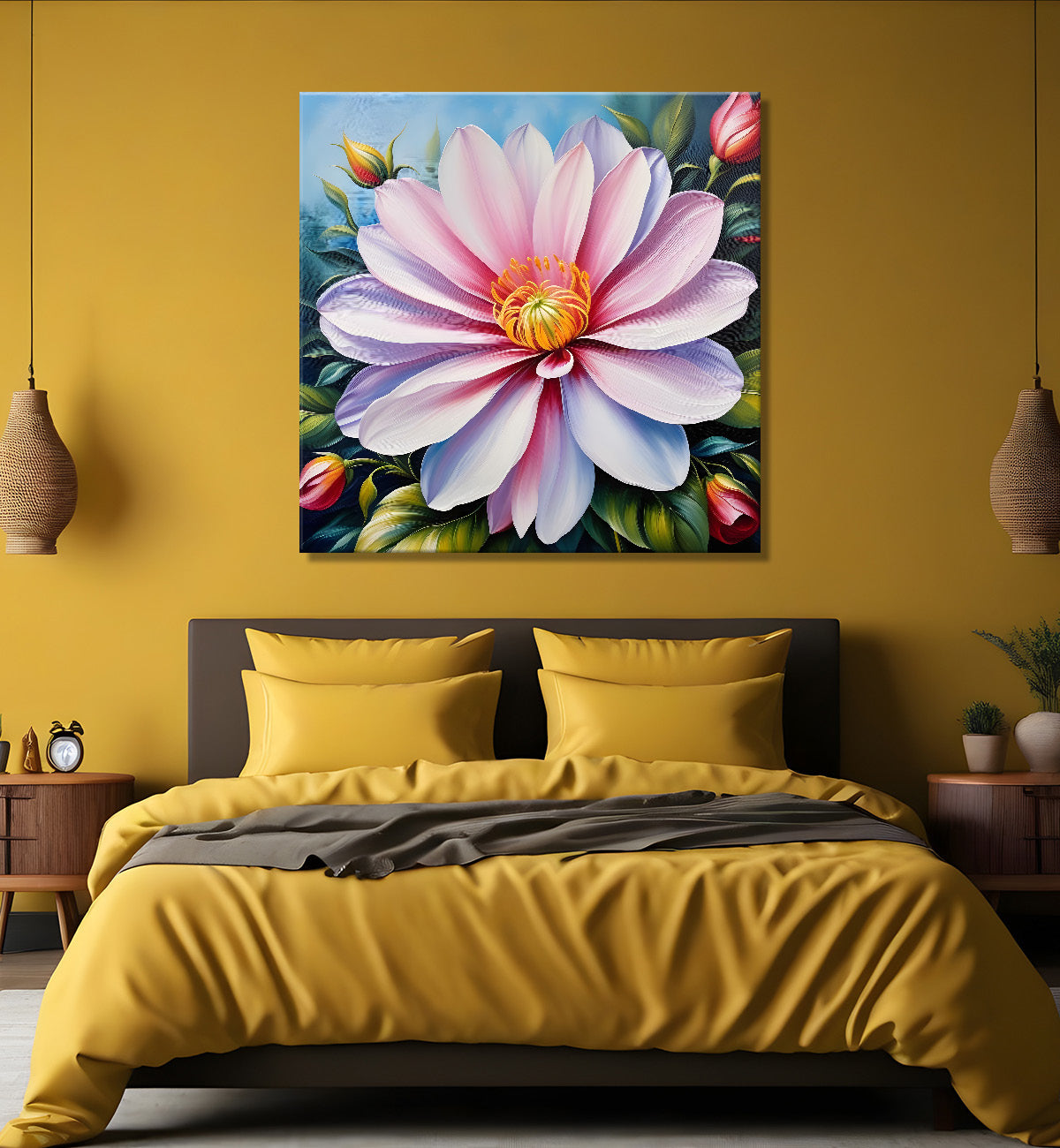 Purple flower in beautiful textured painting - Flower-S-407