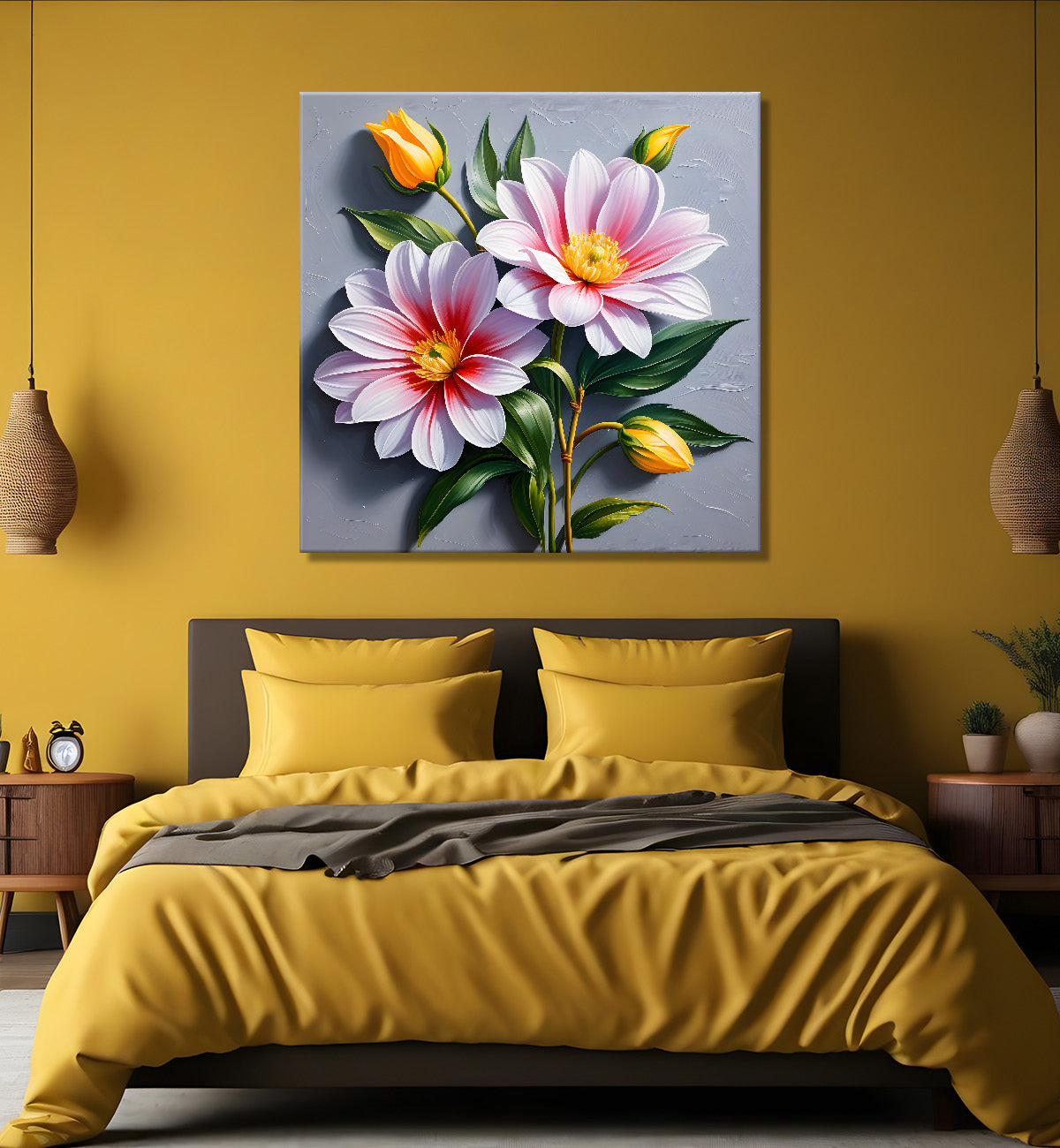 Purple flower in beautiful textured painting - Flower-S-409