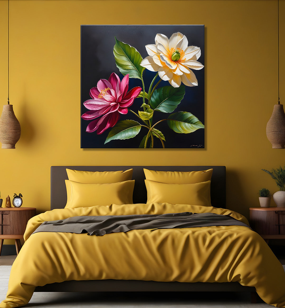 Colourful flowers in textured oil painting - Flower-S-415