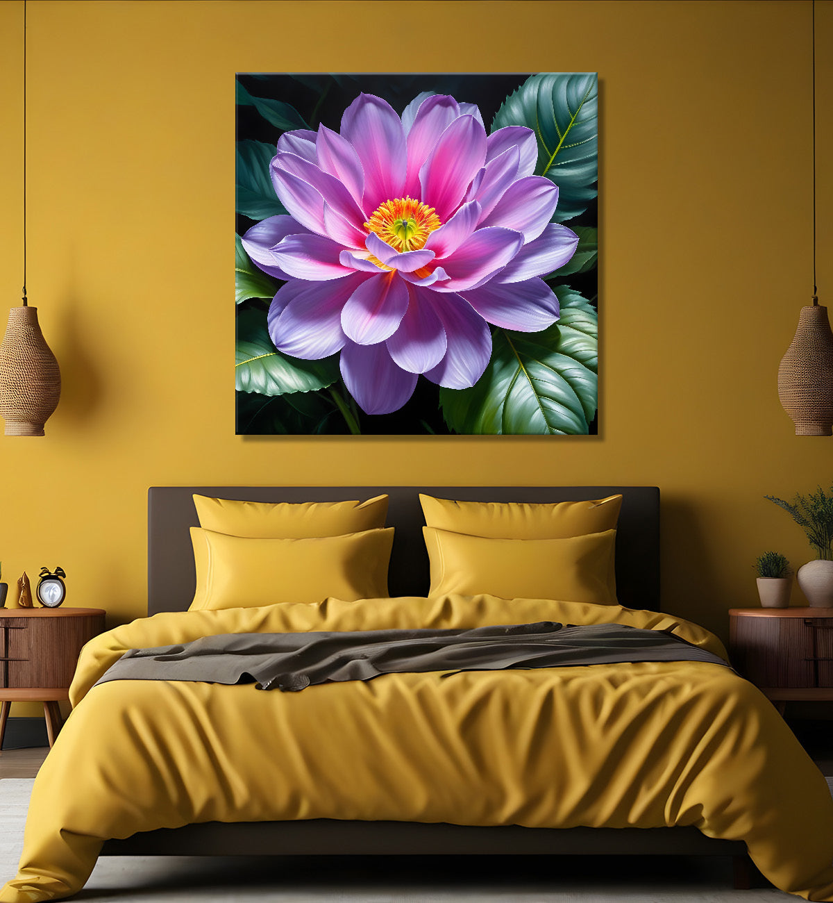 Purple flower in beautiful textured painting - Flower-S-425