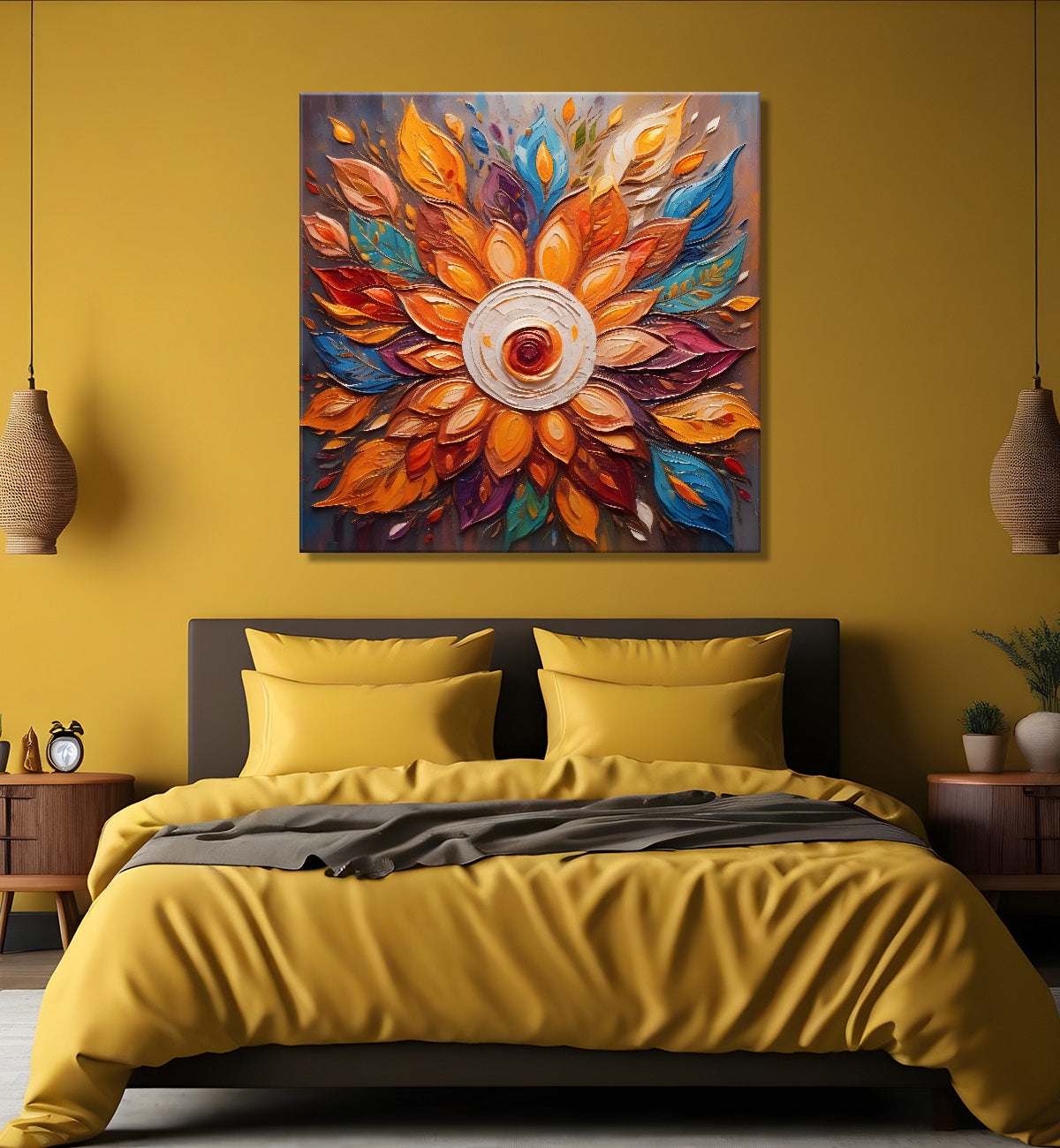 Brown flowers in textured oil painting Flower-S-585