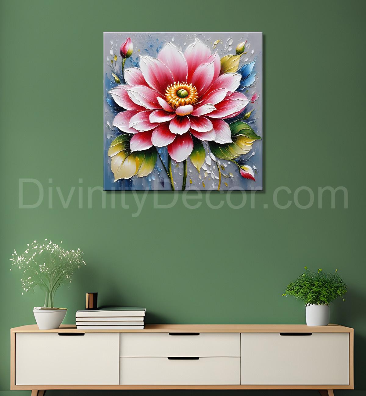 Pink flower in grey background  - Flower-S-68