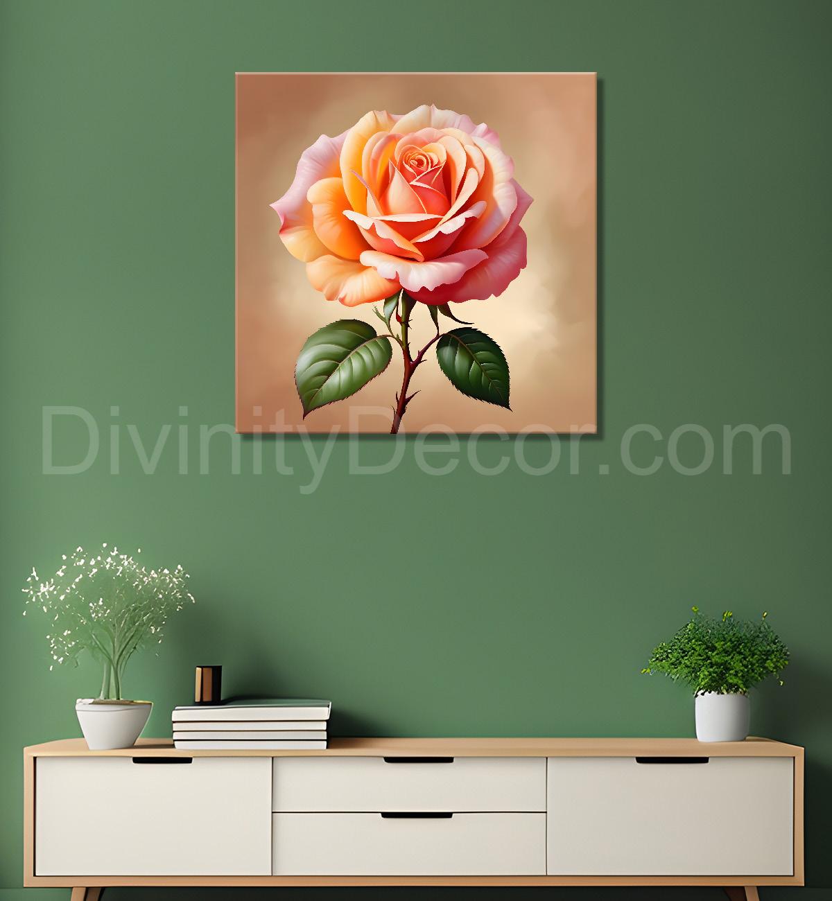 Pink flowers in light textured painting - Flower-S-133