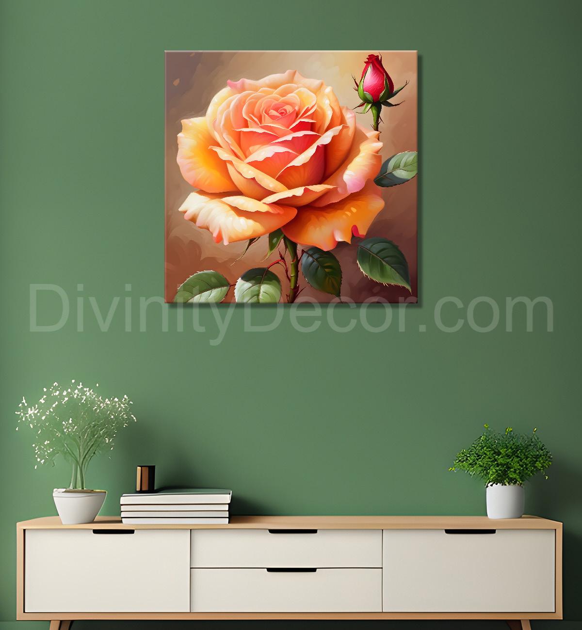 Pink flowers in light textured painting - Flower-S-134