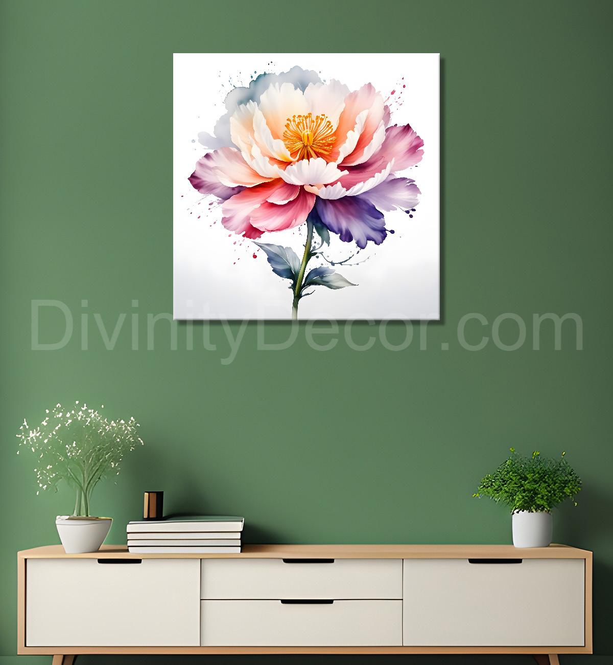 Pink flower water colour painting - Flower-S-137