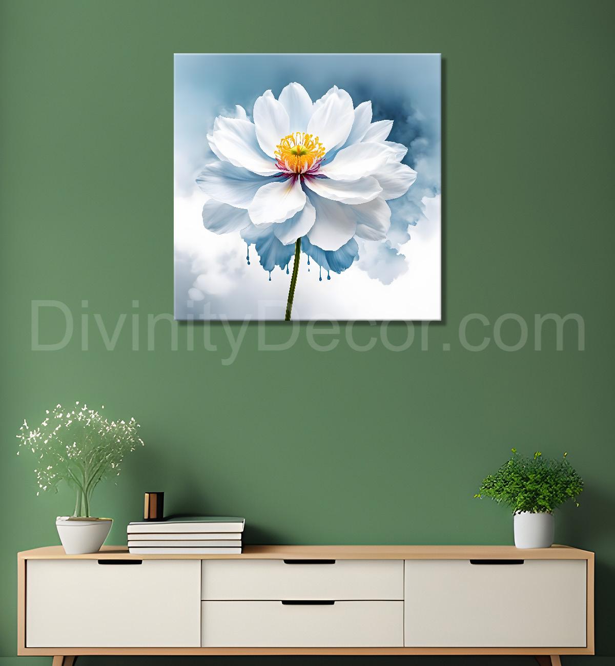 White flower water colour painting - Flower-S-142