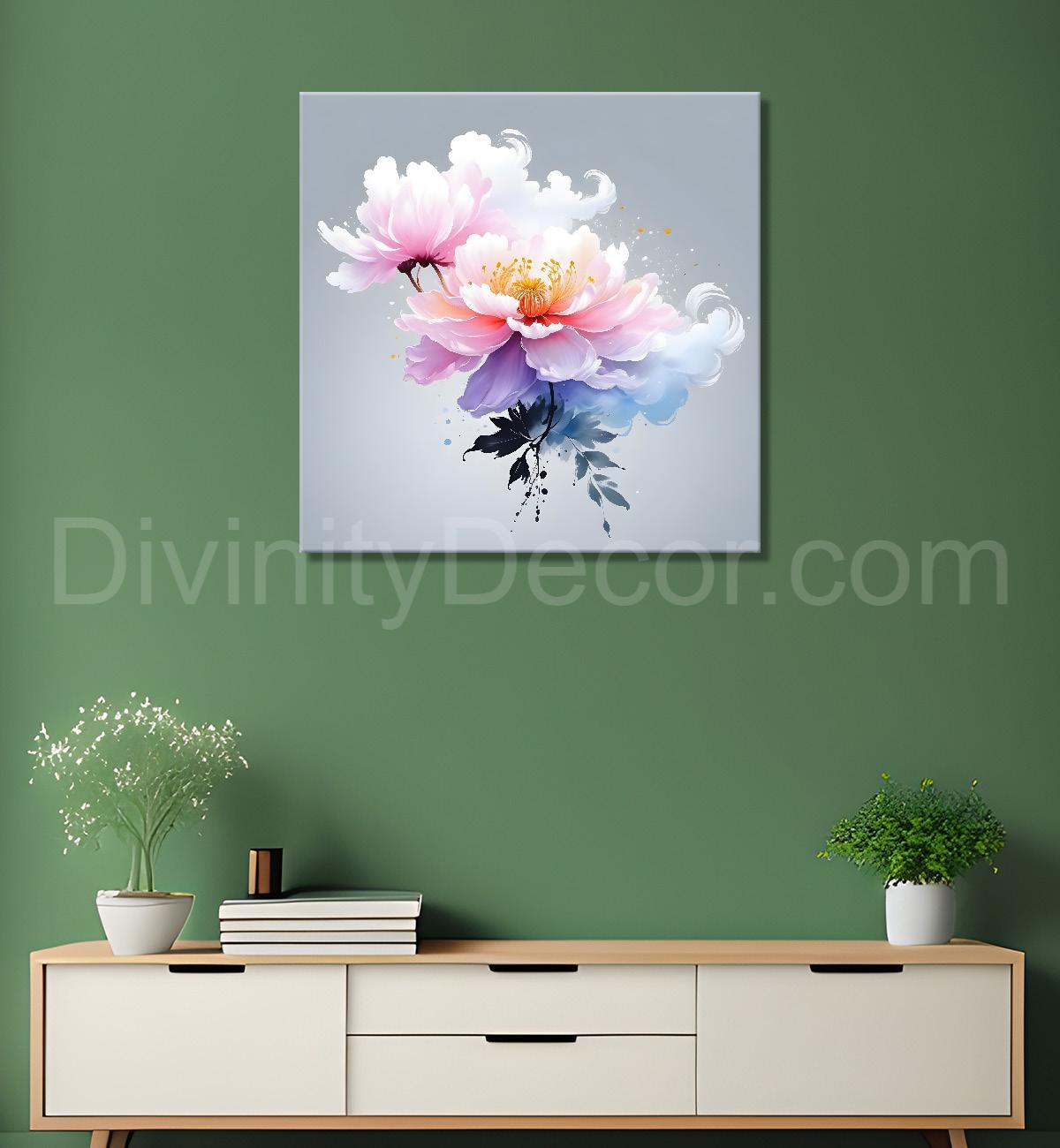 Pink flowers in water colour painting - Flower-S-230