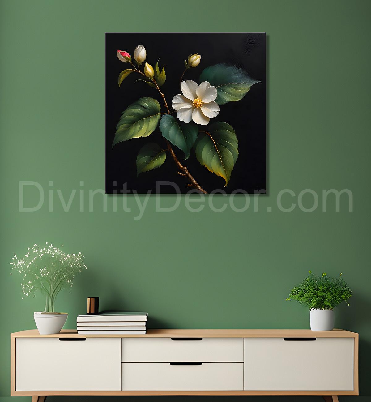 White flowers in black background - Flower-S-236