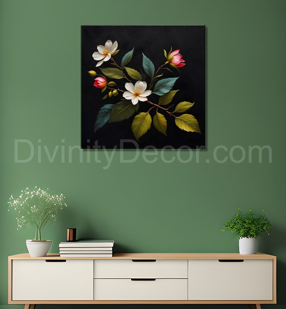 White flowers in black background - Flower-S-237