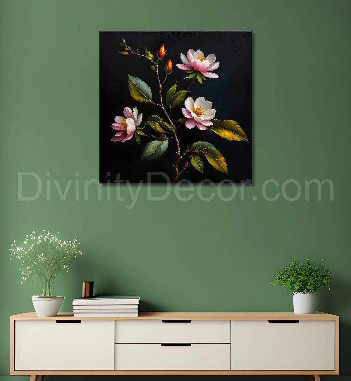 White flowers in black background - Flower-S-238