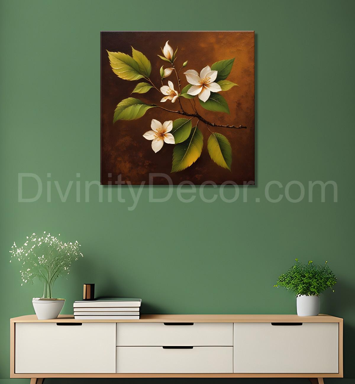 White flowers in brown background - Flower-S-241