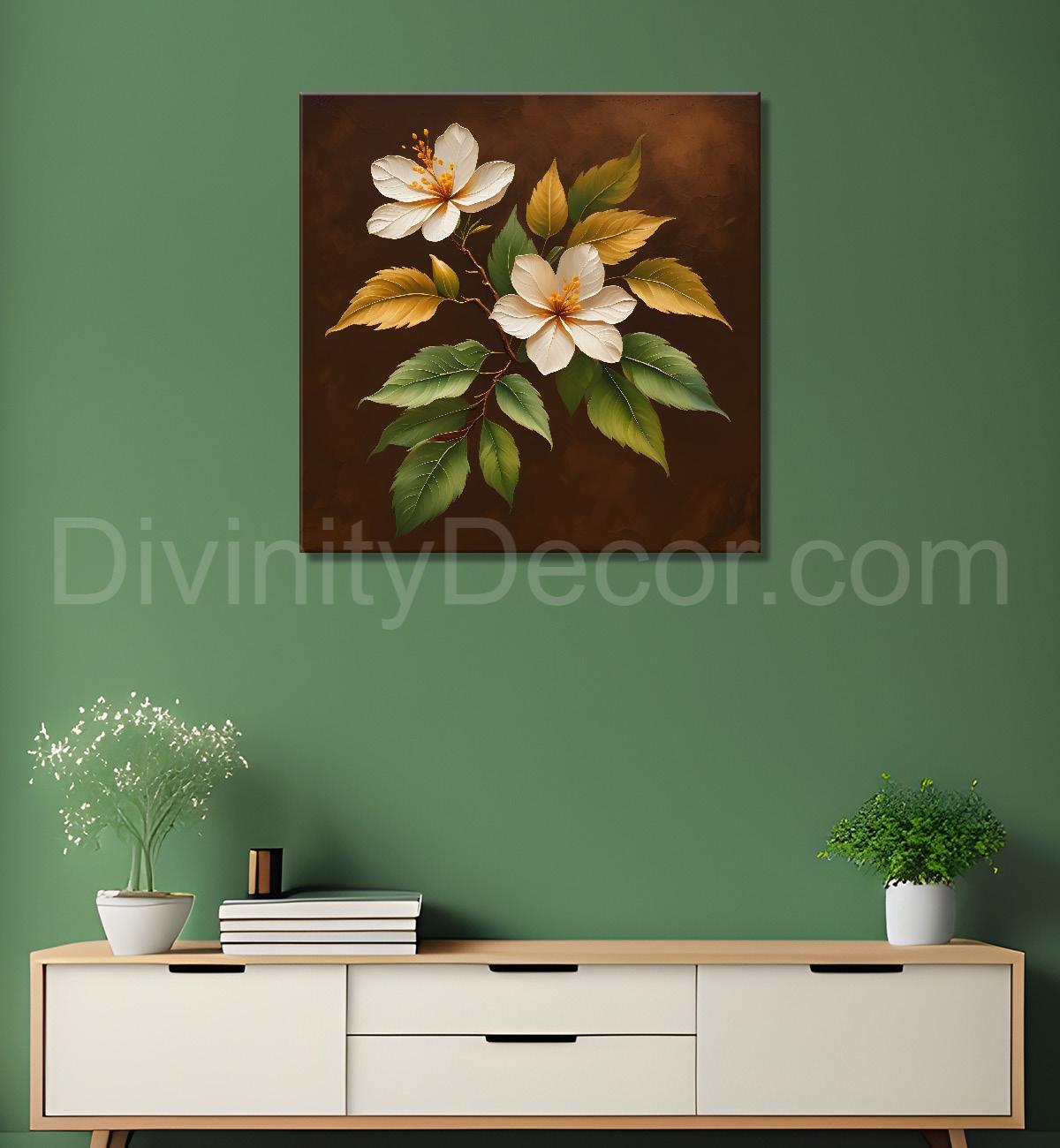 White flowers in brown background - Flower-S-242