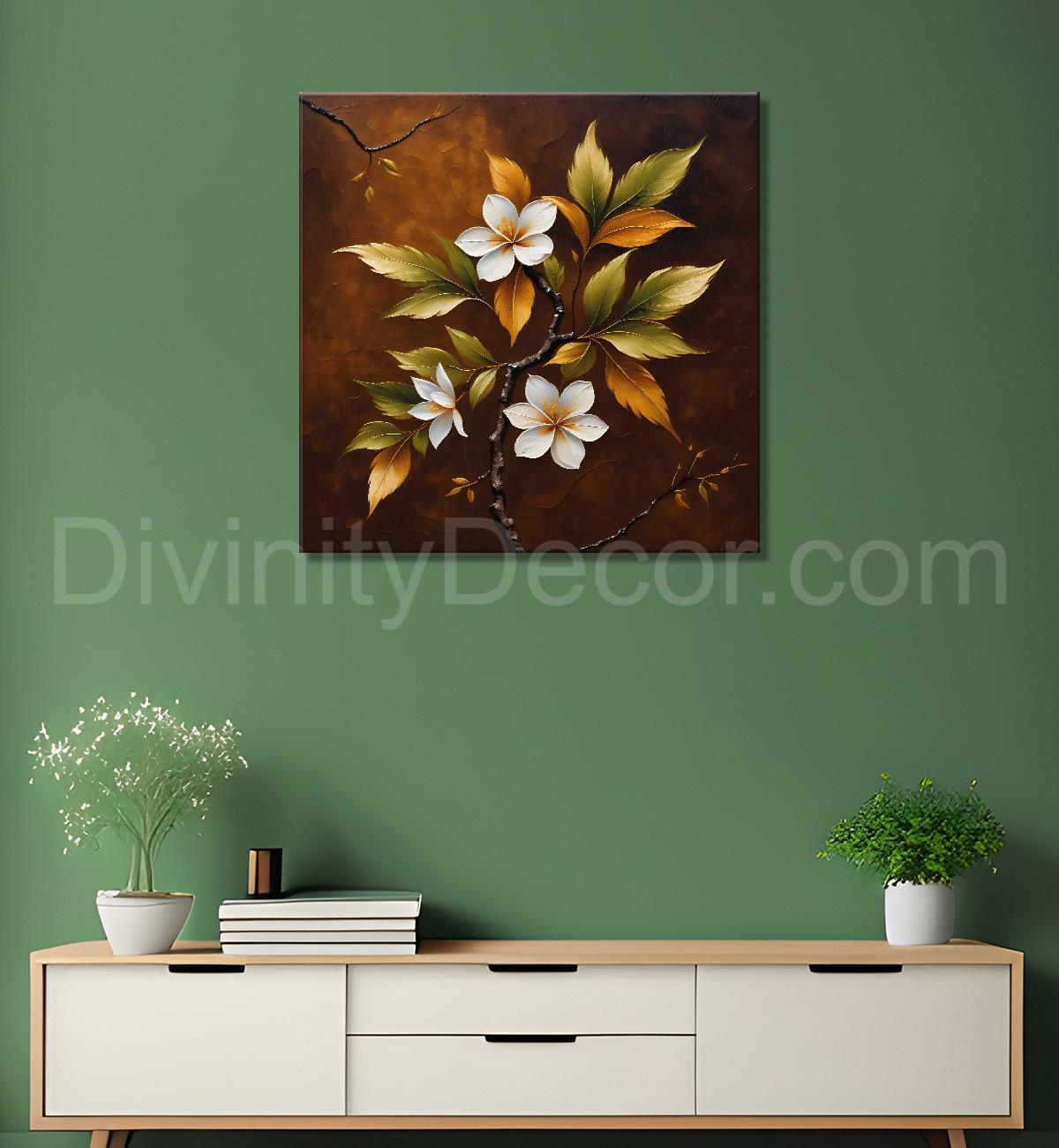 White flowers in brown background - Flower-S-243
