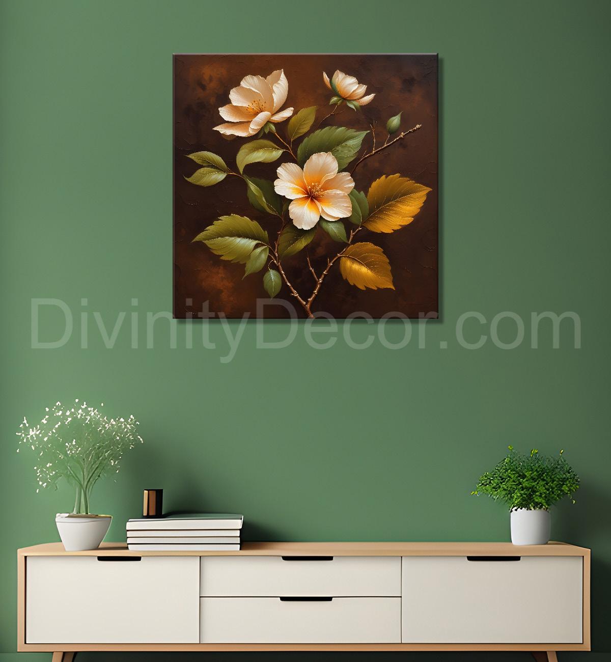 White flowers in brown background - Flower-S-244