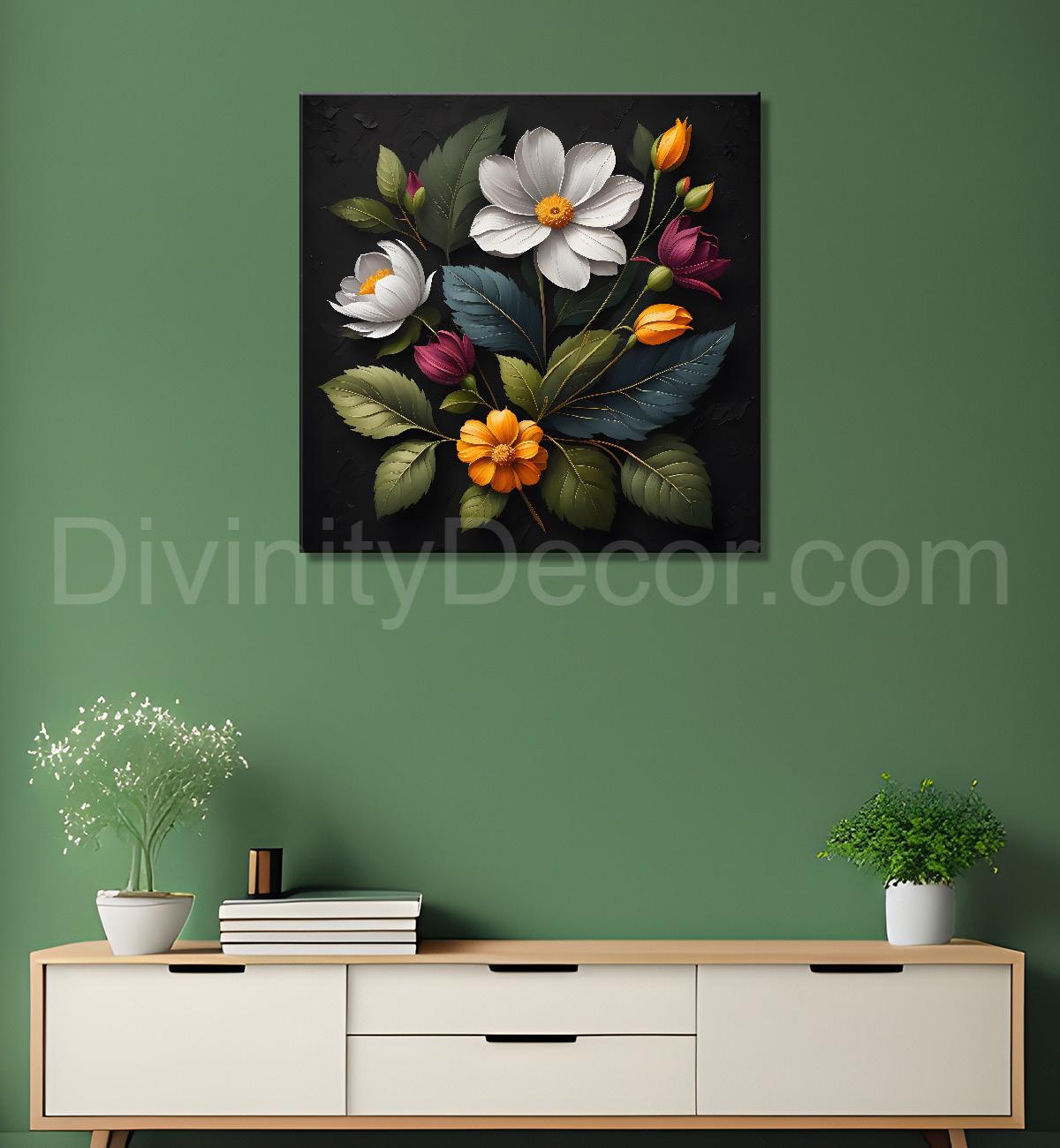 Colourful flowers in black background - Flower-S-246