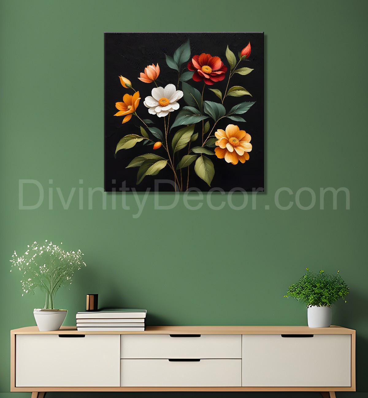 Colourful flowers in black background - Flower-S-248