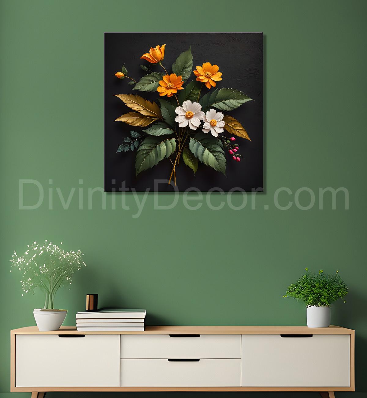 Colourful flowers in black background - Flower-S-254