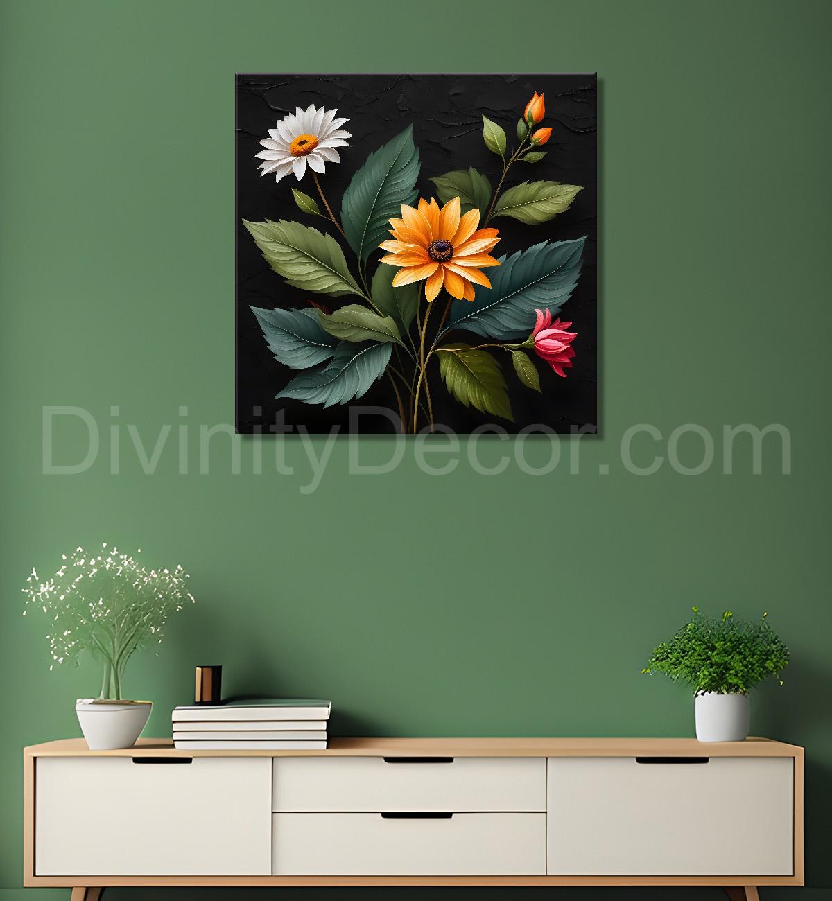 Colourful flowers in black background - Flower-S-255