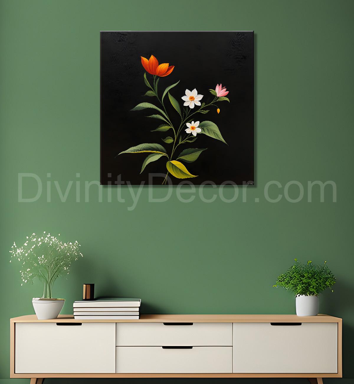 Colourful flowers in black background - Flower-S-257