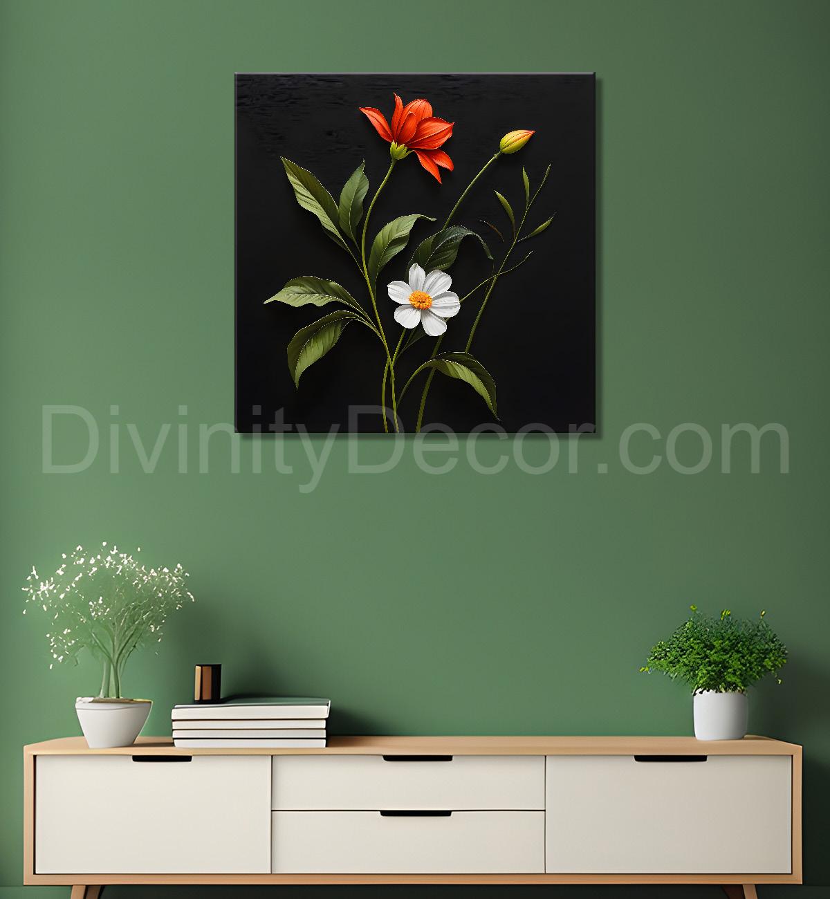 Colourful flowers in black background - Flower-S-258