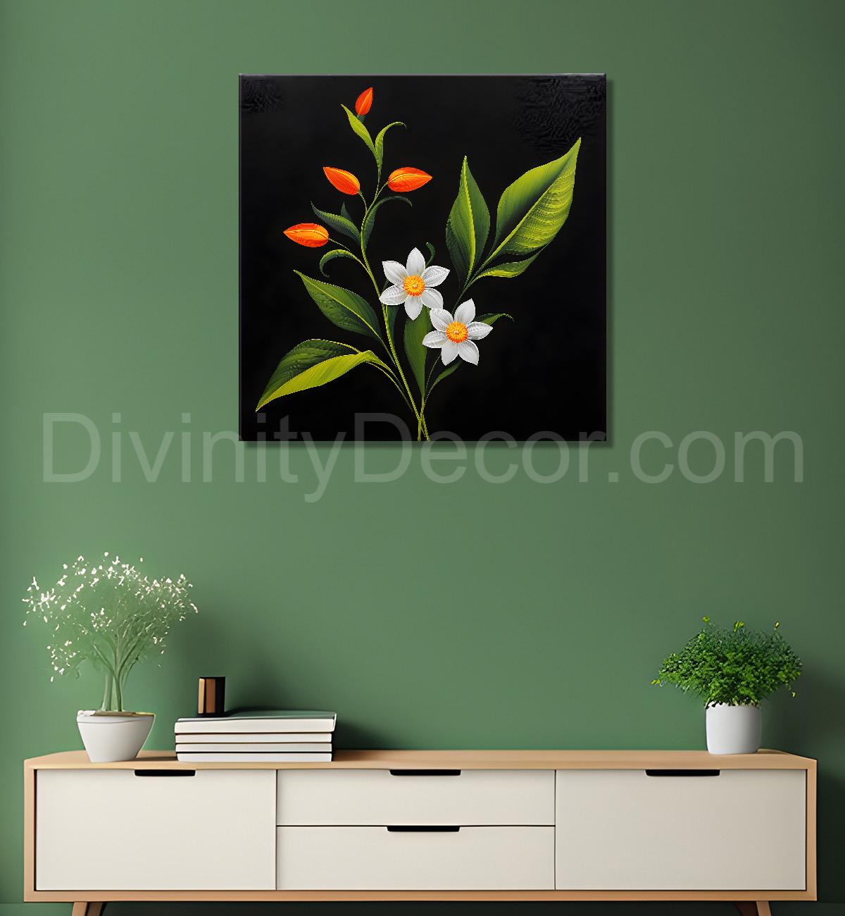 White flowers in black background - Flower-S-260