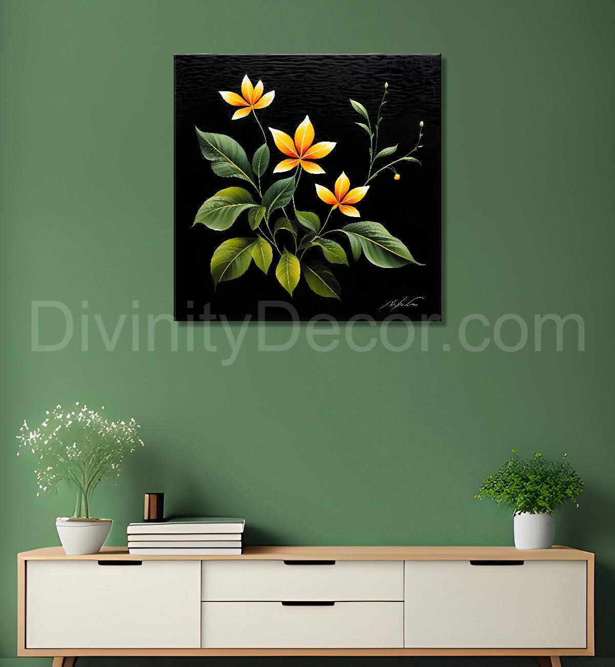 Yellow flowers in black background - Flower-S-261